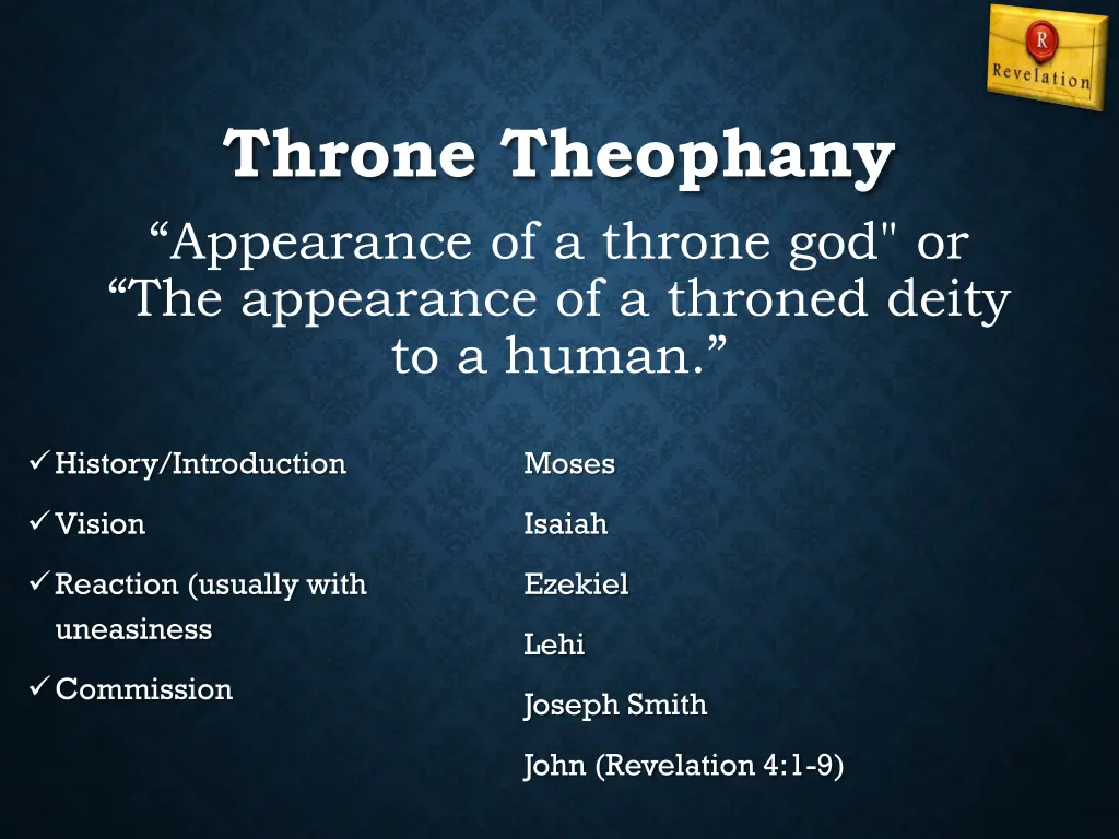 throne theophany appearance of a throne