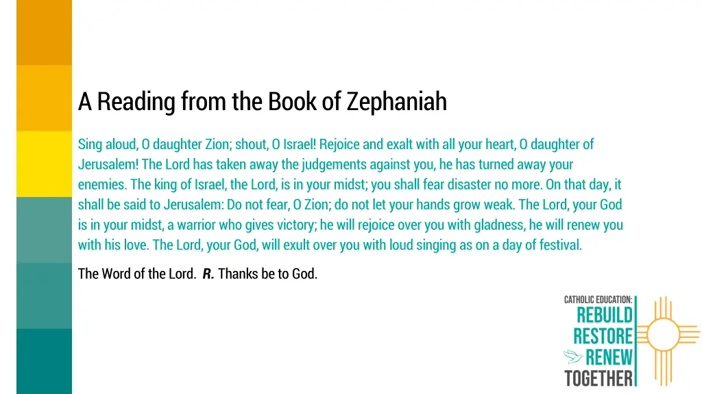 a reading from the book of zephaniah