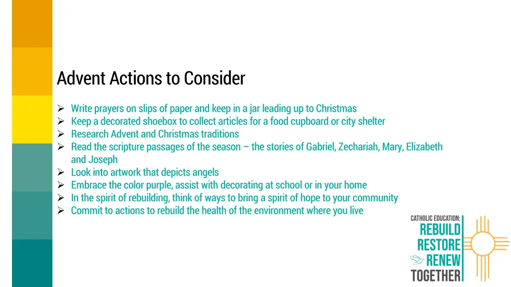 advent actions to consider