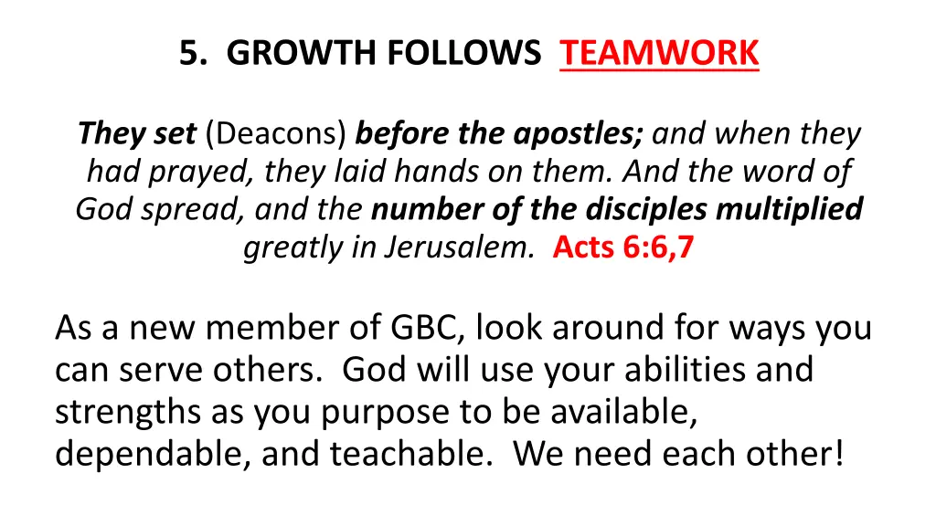 5 growth follows teamwork