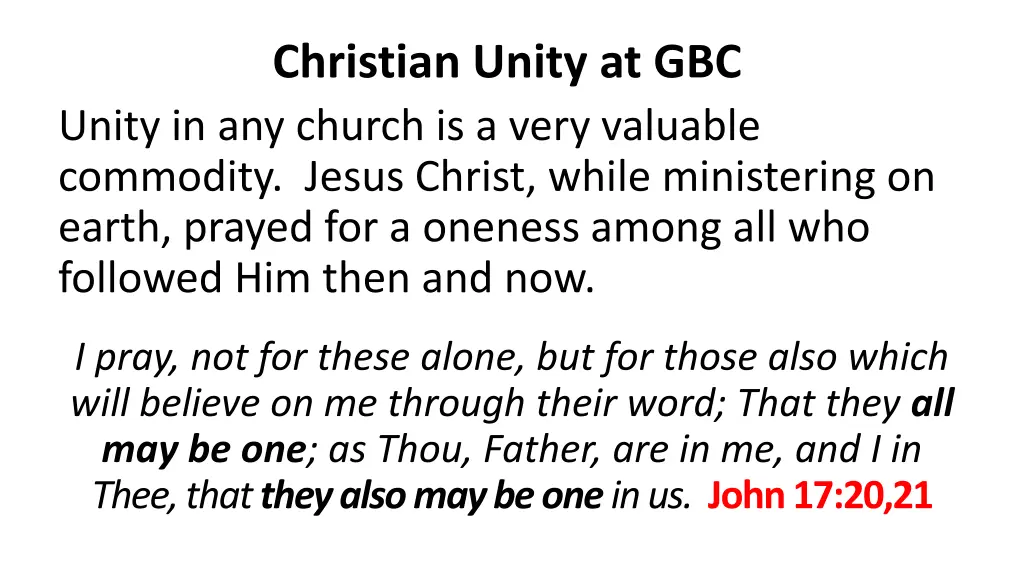 christian unity at gbc unity in any church