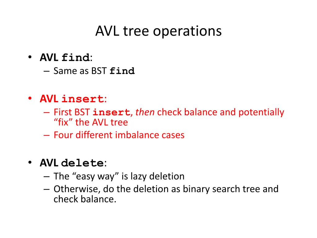 avl tree operations