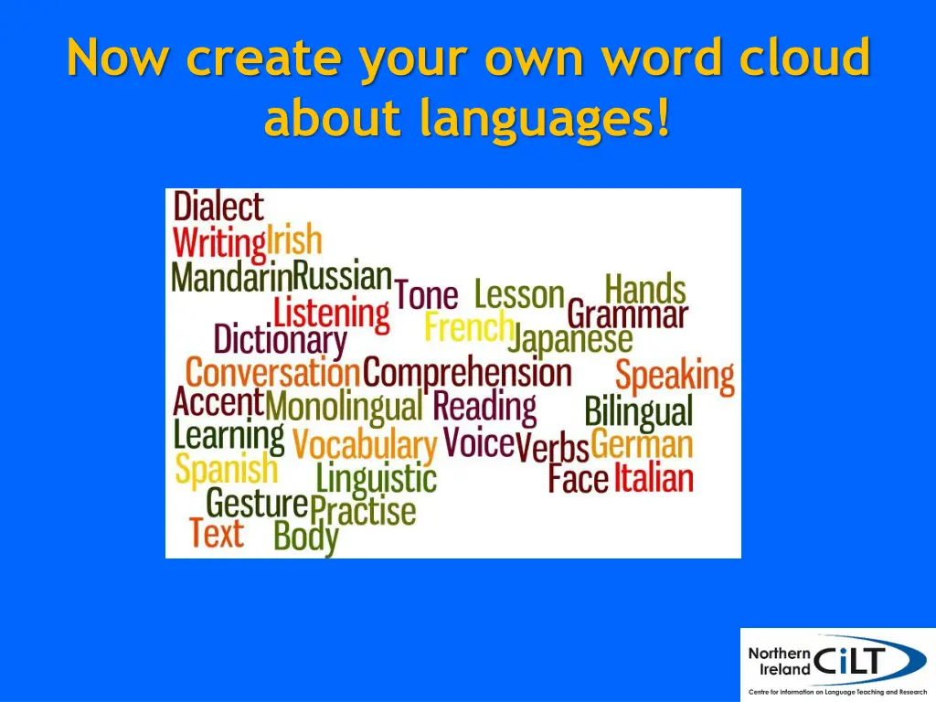 now create your own word cloud about languages