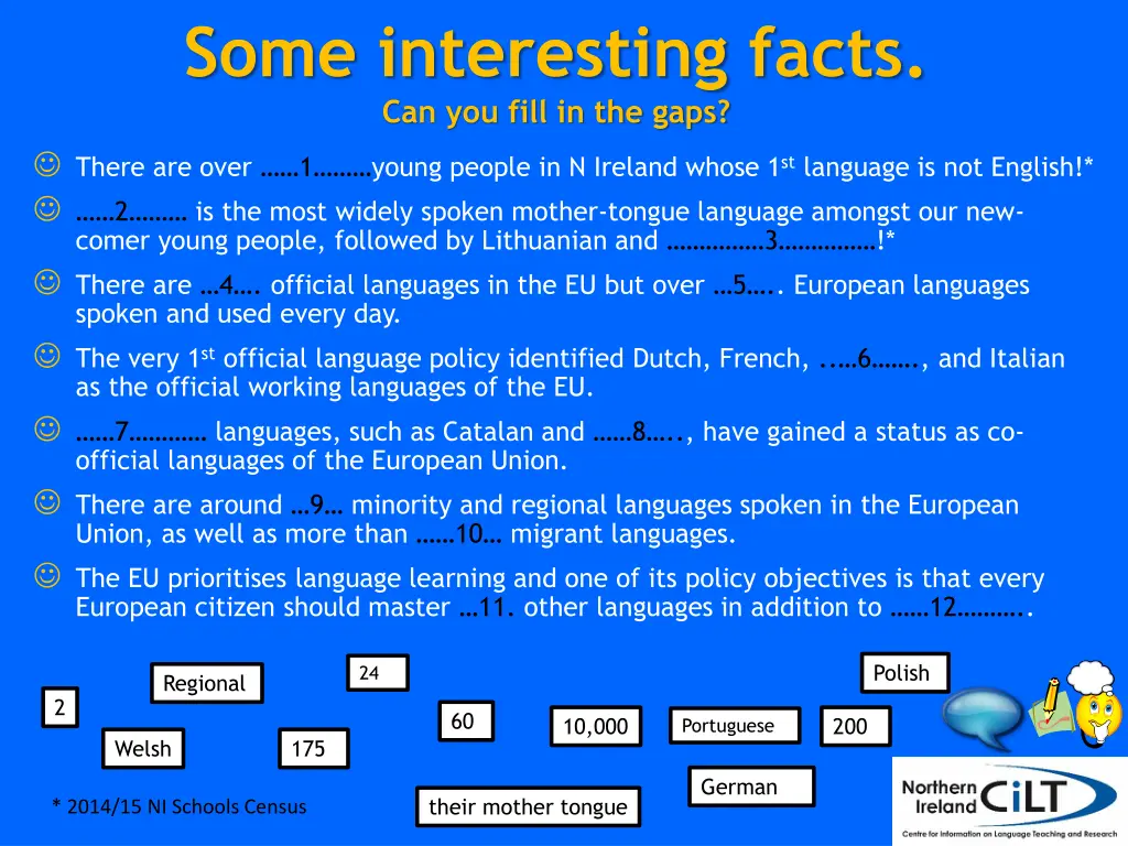 some interesting facts can you fill in the gaps