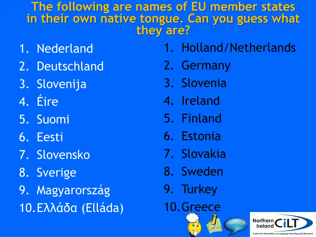 the following are names of eu member states