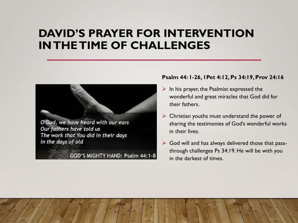 david s prayer for intervention in the time