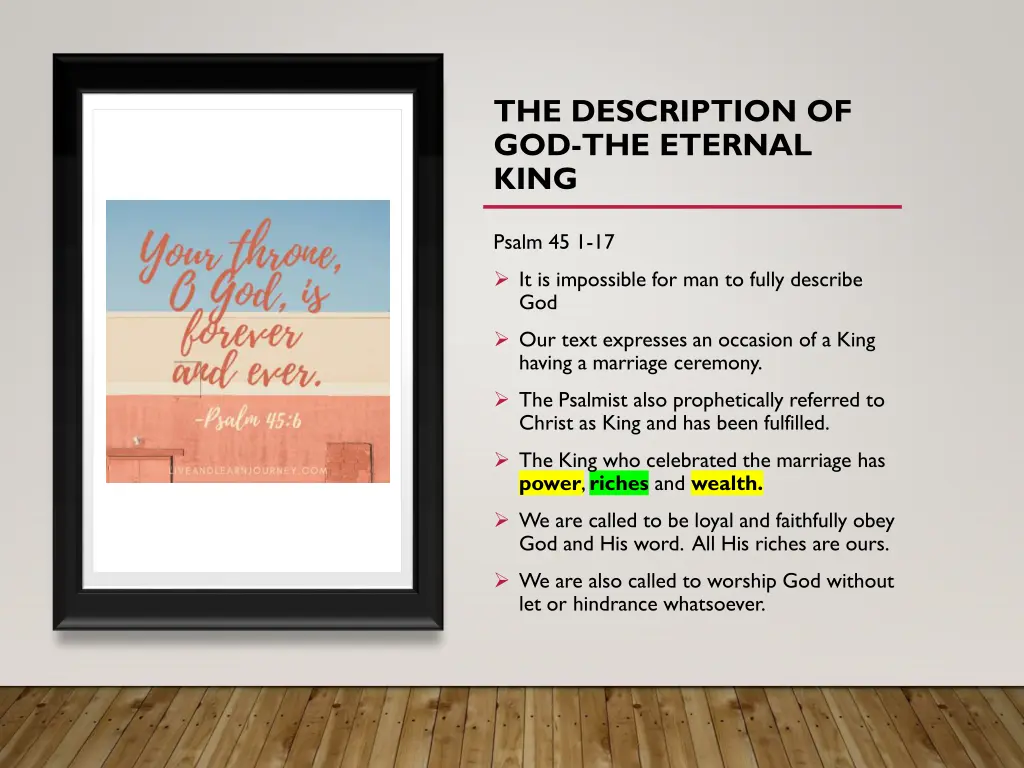 the description of god the eternal king