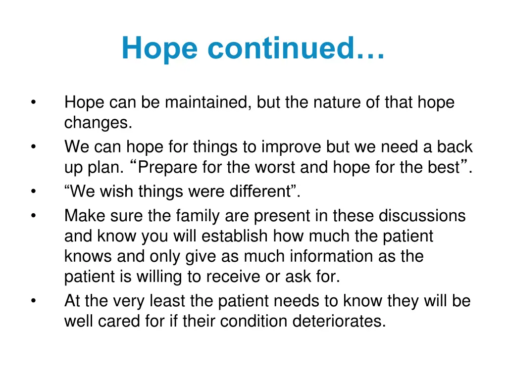 hope continued