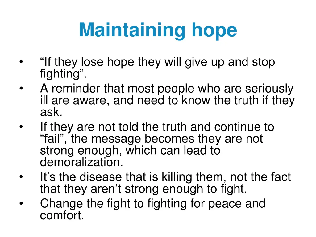 maintaining hope