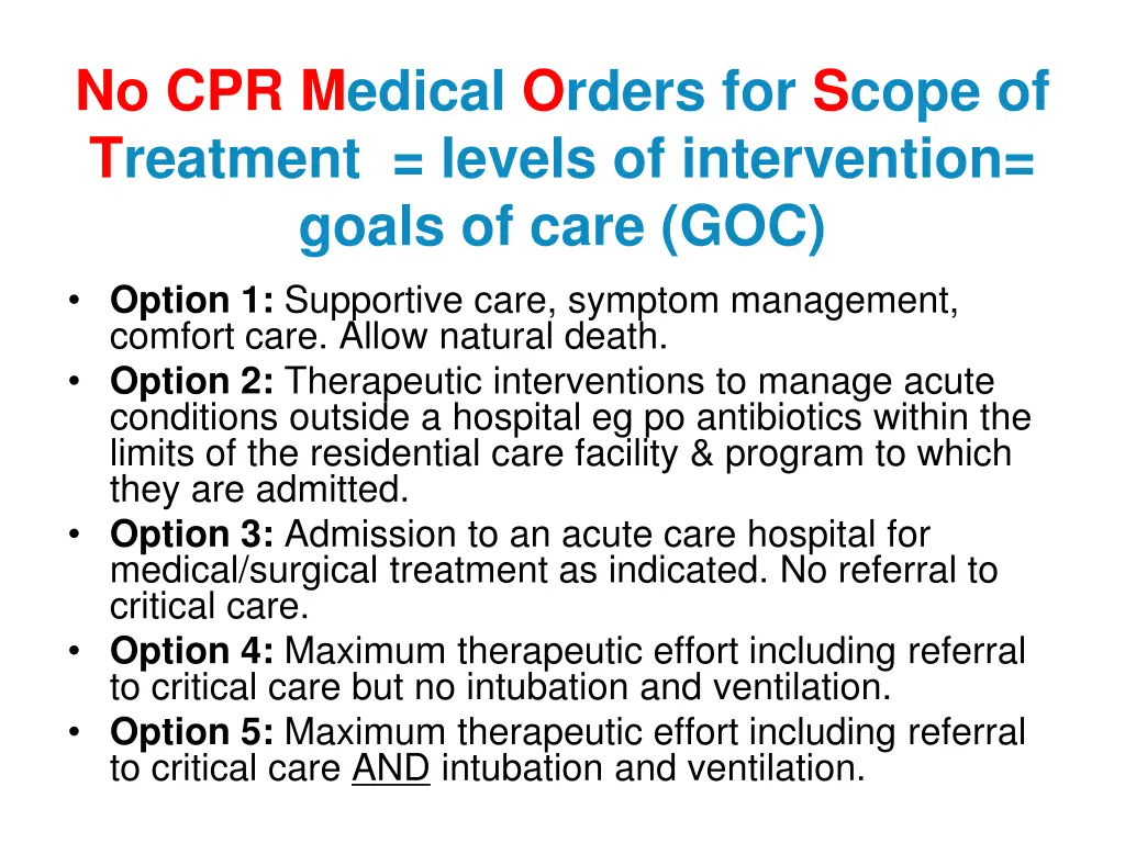 no cpr medical orders for scope of treatment