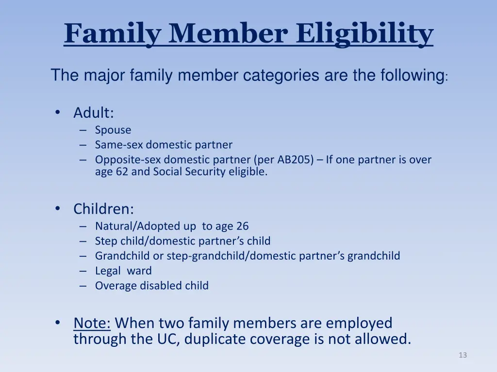 family member eligibility