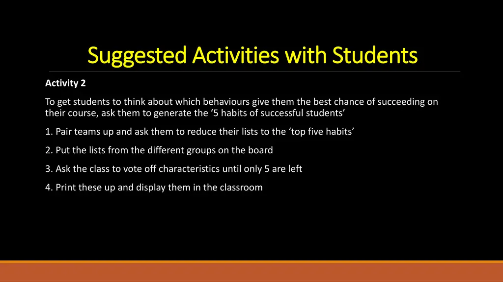 suggested activities with students suggested