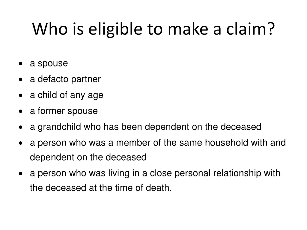 who is eligible to make a claim