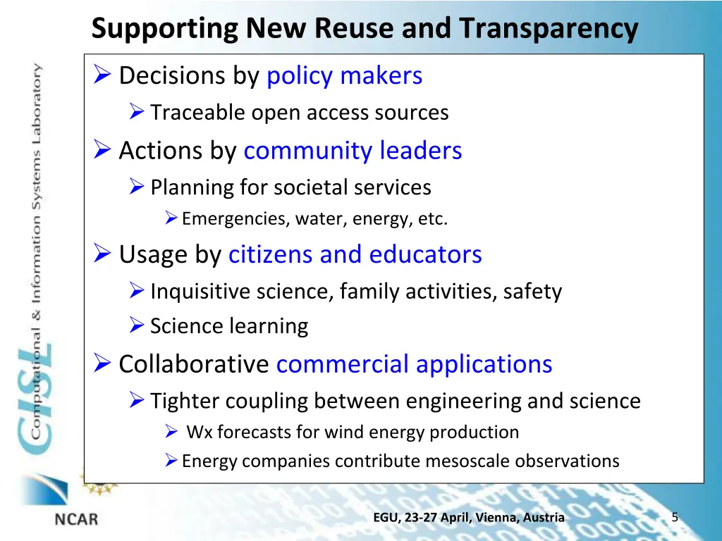 supporting new reuse and transparency decisions