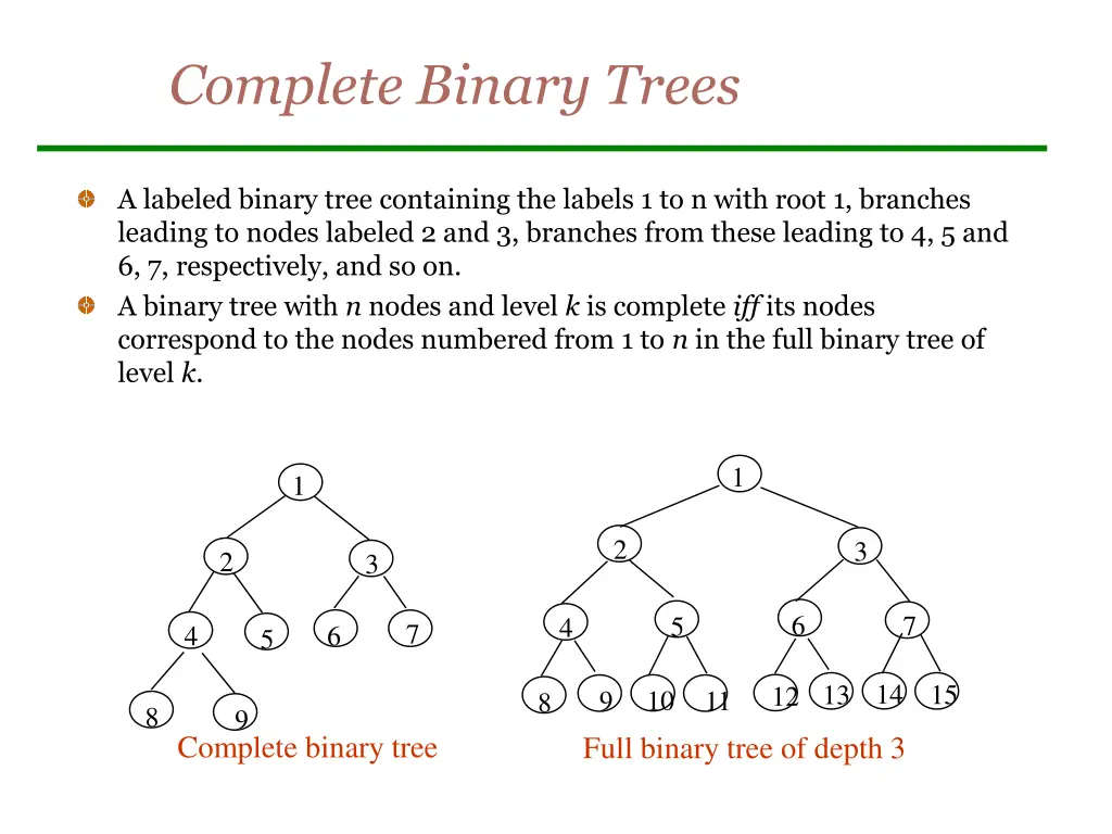 complete binary trees