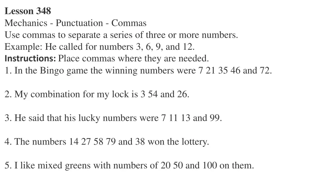 lesson 348 mechanics punctuation commas