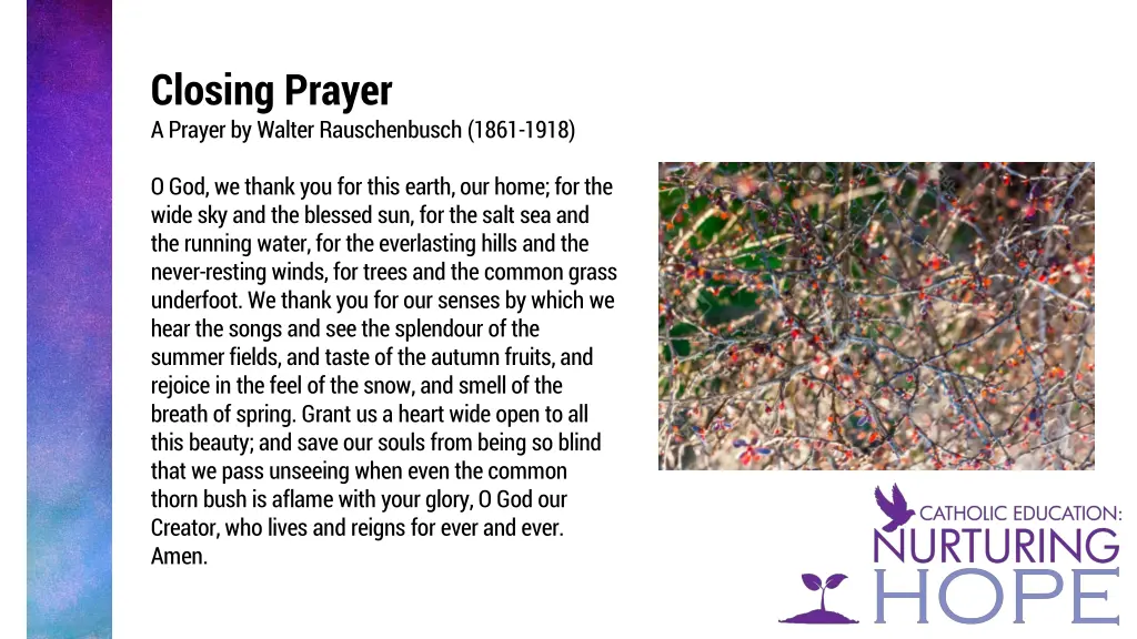 closing prayer a prayer by walter rauschenbusch