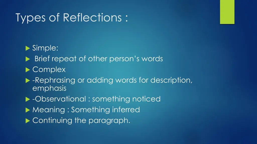 types of reflections