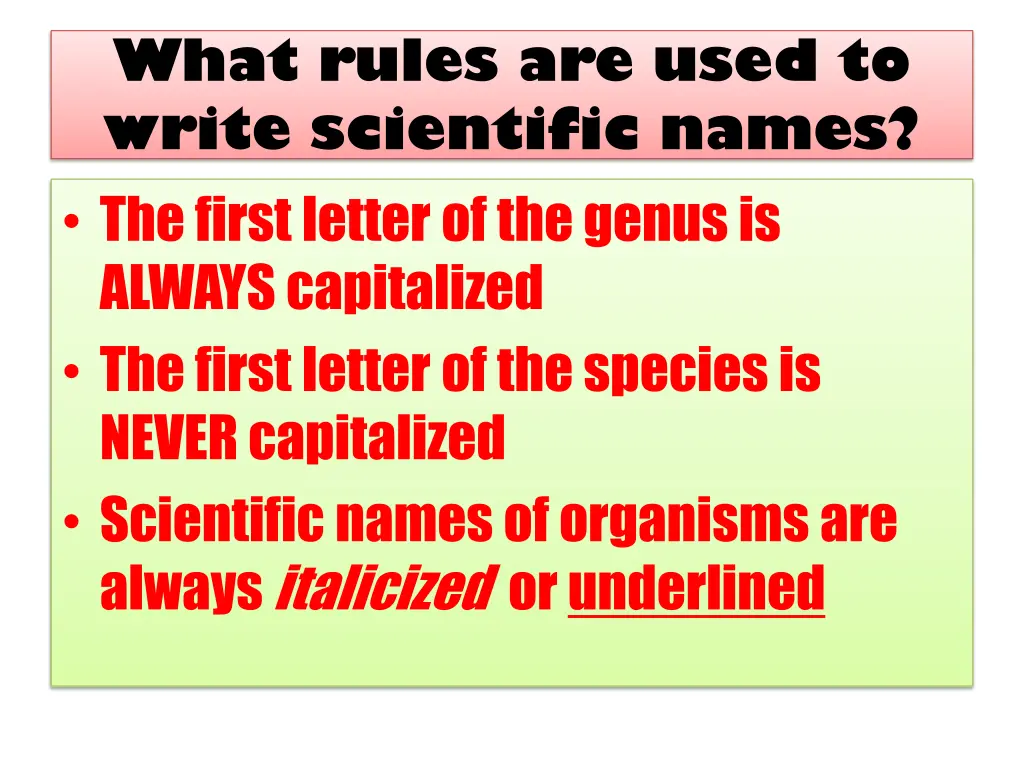 what rules are used to write scientific names