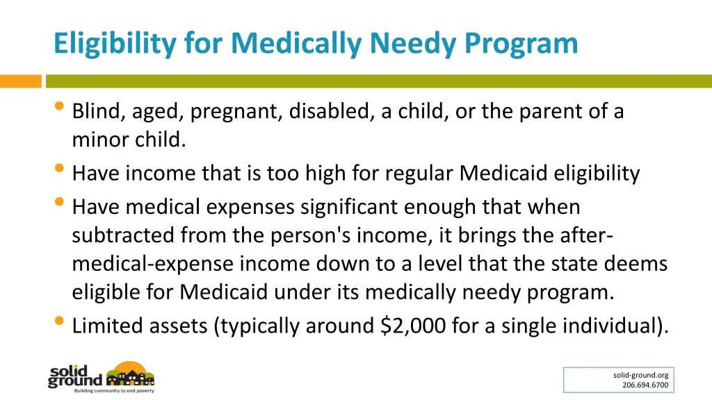 eligibility for medically needy program