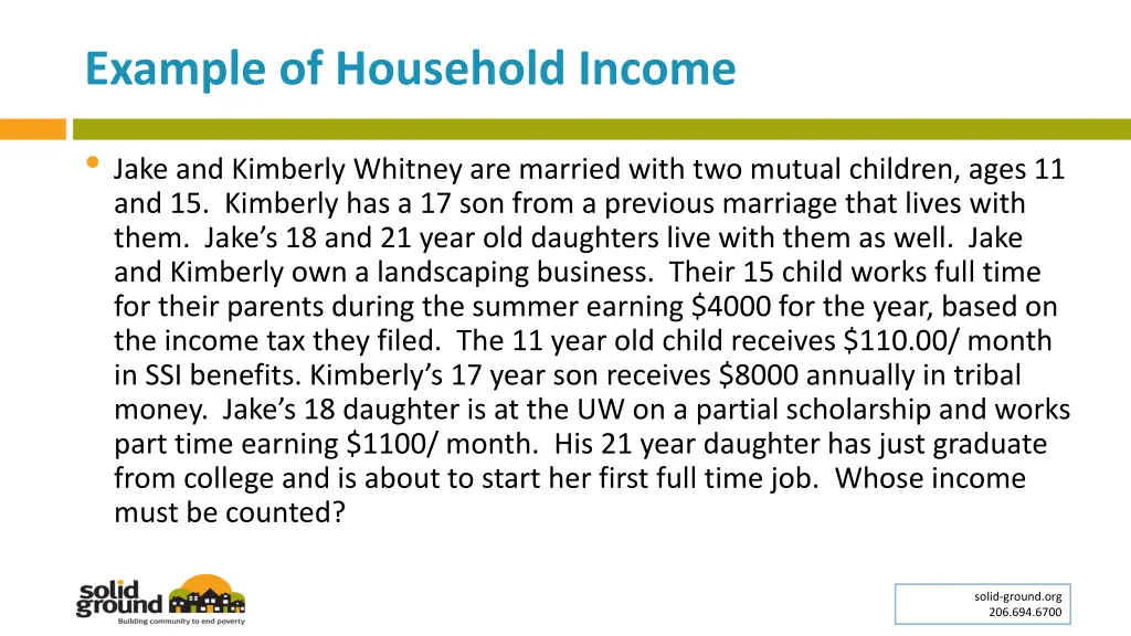 example of household income