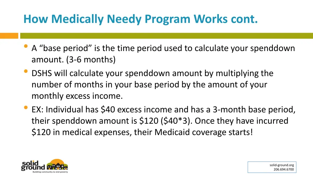 how medically needy program works cont