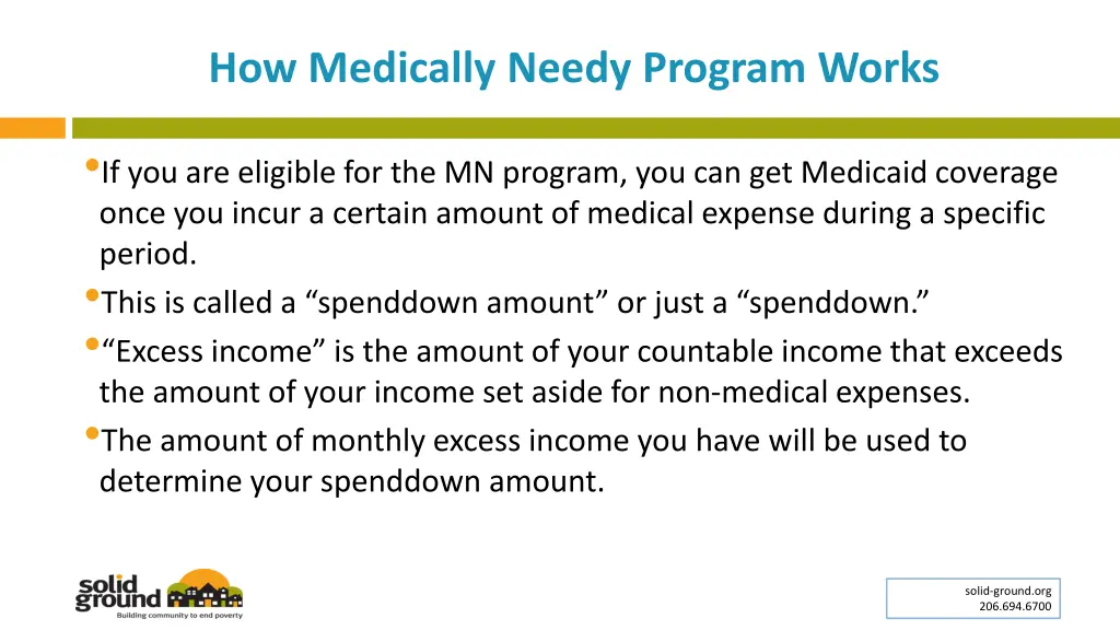 how medically needy program works