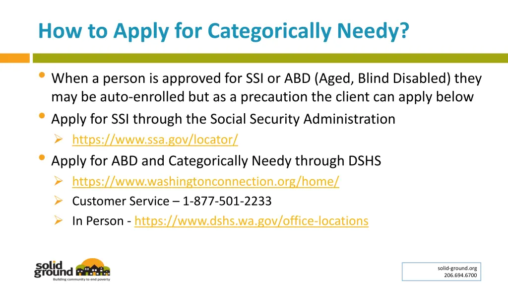 how to apply for categorically needy