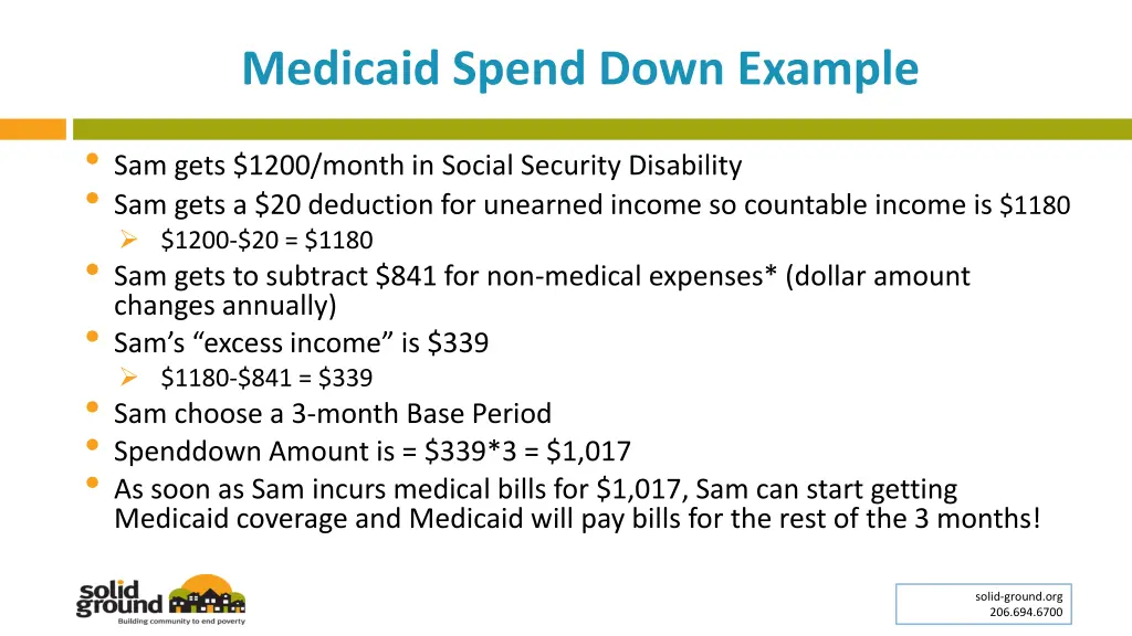 medicaid spend down example