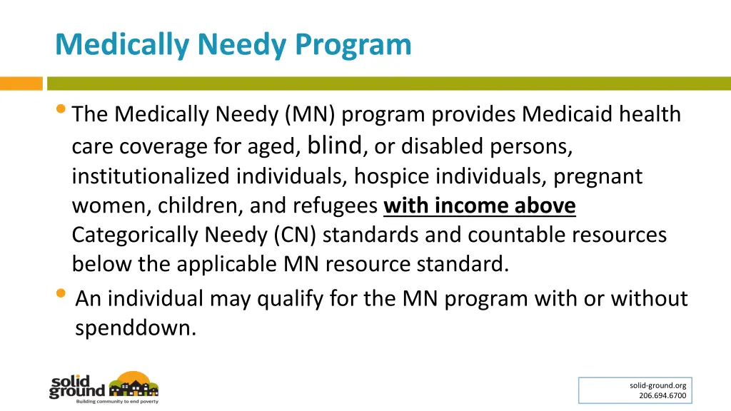 medically needy program