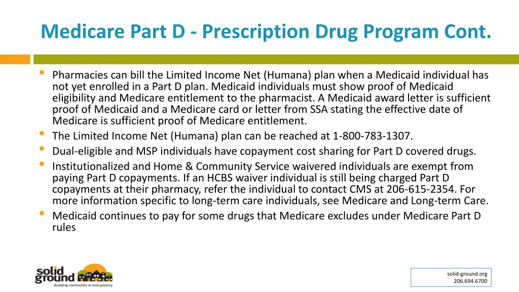 medicare part d prescription drug program cont