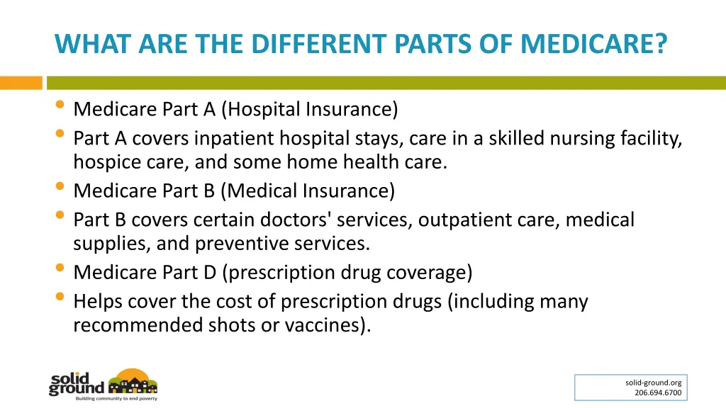 what are the different parts of medicare