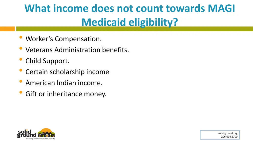 what income does not count towards magi medicaid