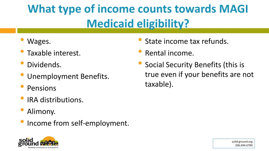 what type of income counts towards magi medicaid