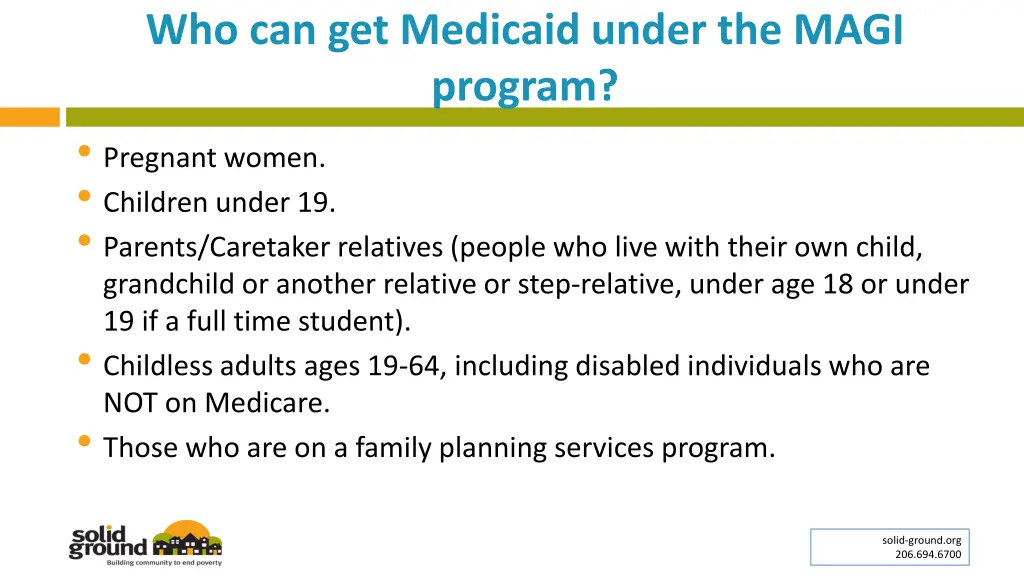 who can get medicaid under the magi program