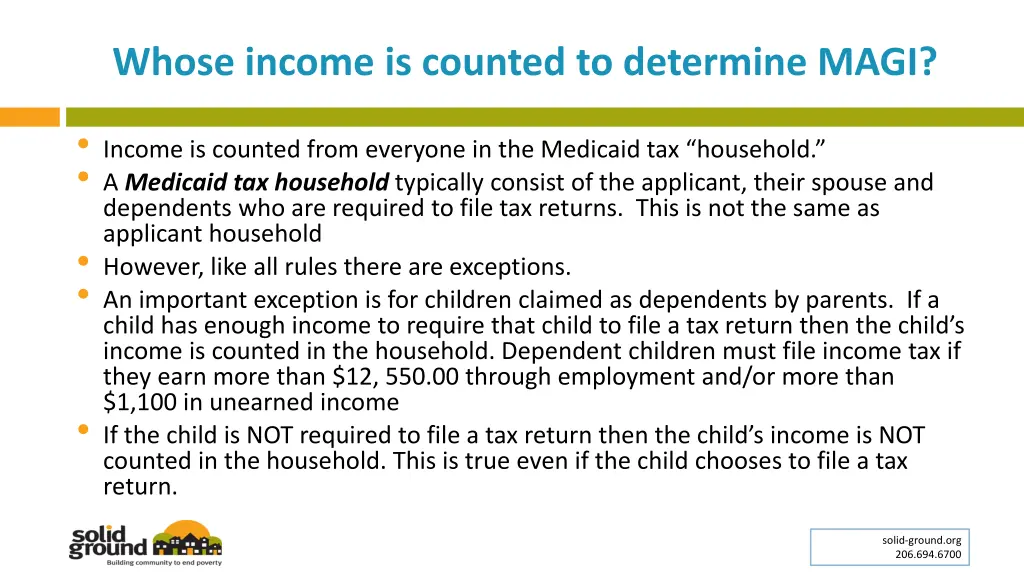 whose income is counted to determine magi