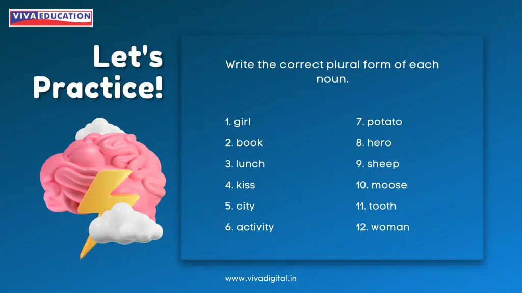 write the correct plural form of each noun