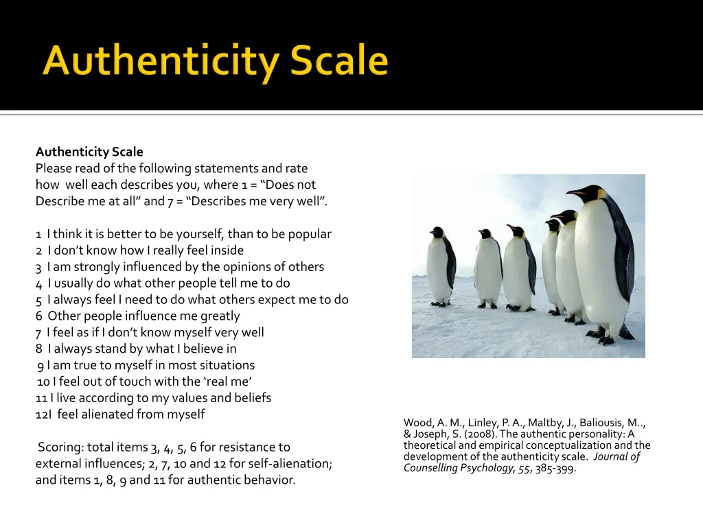 authenticity scale please read of the following