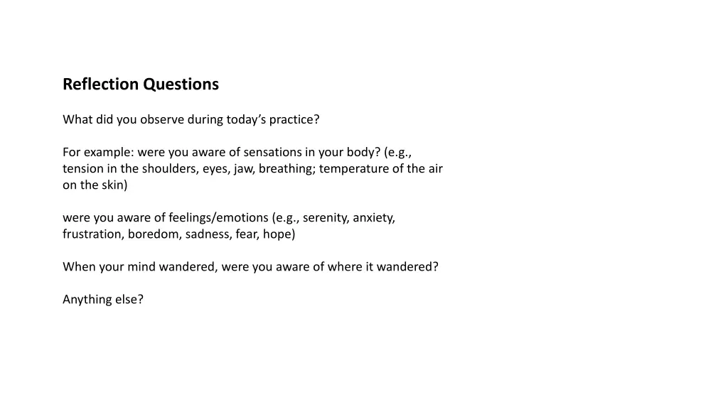 reflection questions