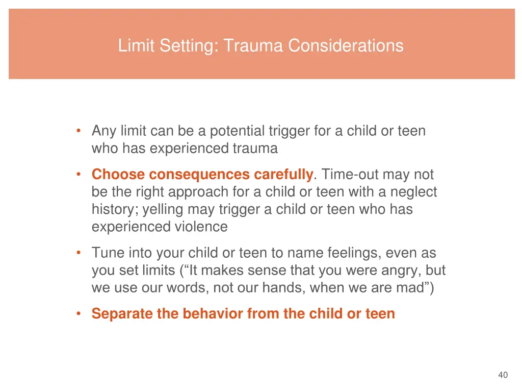 limit setting trauma considerations