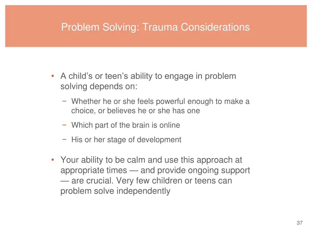 problem solving trauma considerations