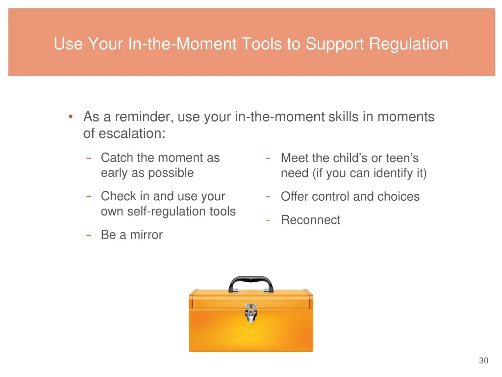 use your in the moment tools to support regulation