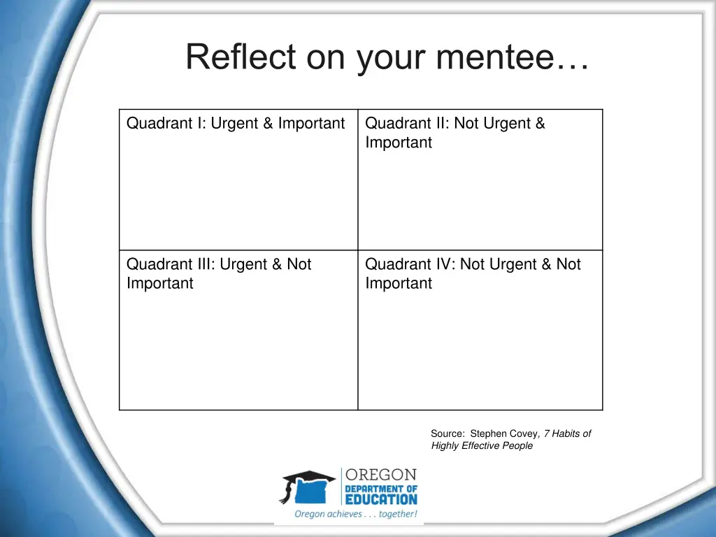 reflect on your mentee