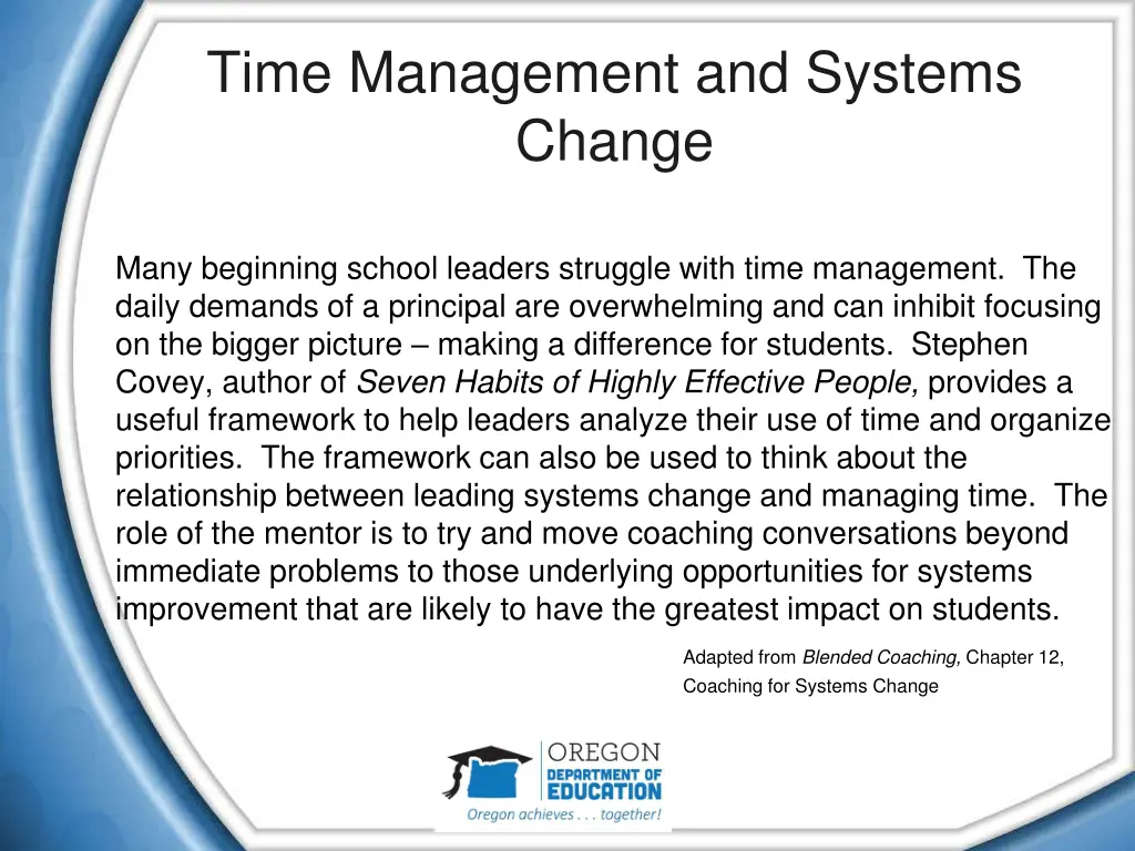 time management and systems change