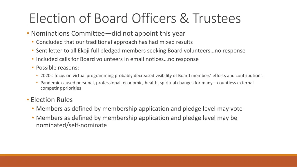 election of board officers trustees nominations