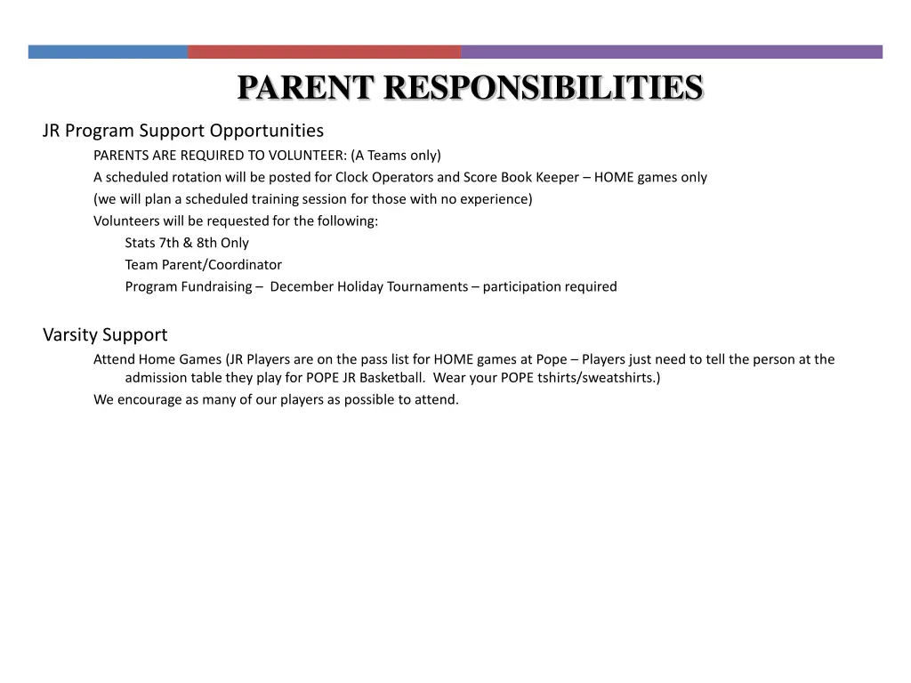 parent responsibilities