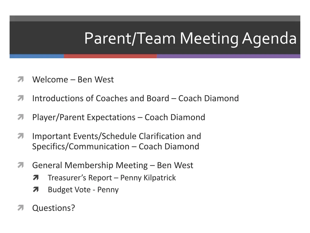 parent team meeting agenda