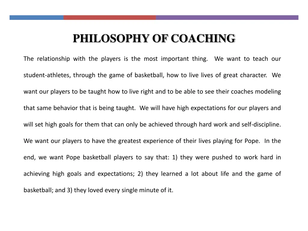 philosophy of coaching