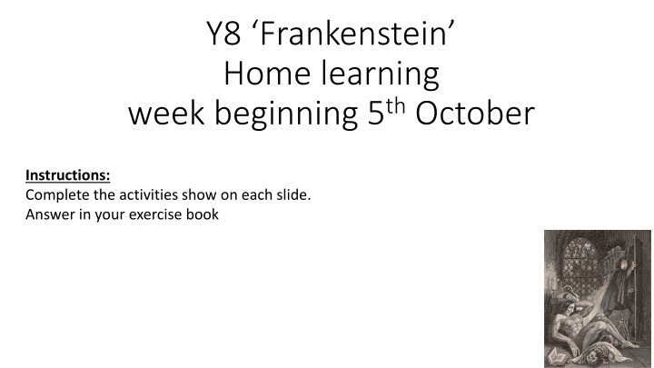 y8 frankenstein home learning week beginning