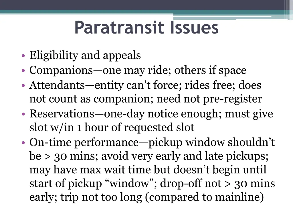 paratransit issues